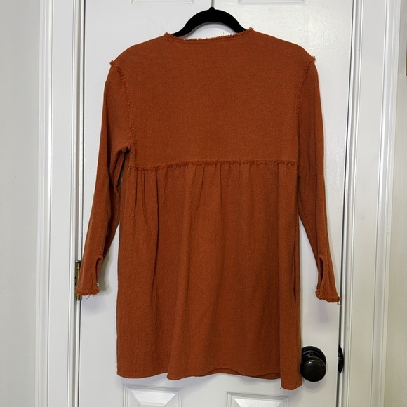 Zara Burnt Orange Tunic Dress with frayed hems size medium NWOT - Picture 7 of 10